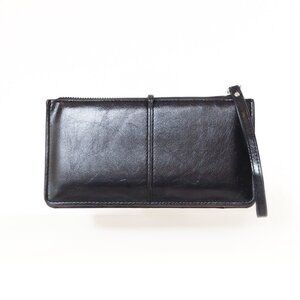 Versatile Black PU Leather Wristlet Clutch Wallet